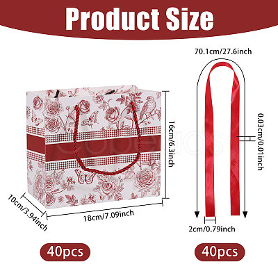 Floral Printed Paper Gift Tote Bags ABAG-WH0044-82D-1
