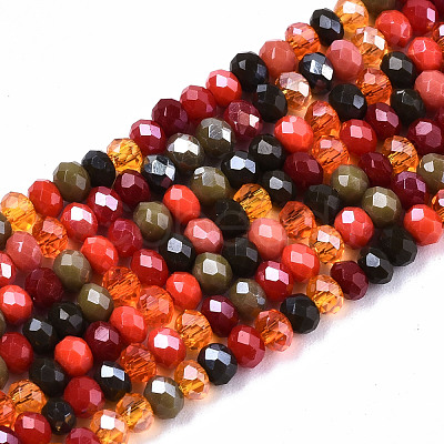 Electroplate Mixed Color Glass Beads Strands GLAA-T006-07-B01-1