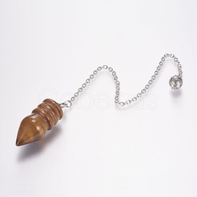 Natural Tiger Eye Pointed Dowsing Pendulums X-G-E338-07H-1