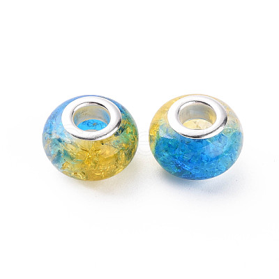 Crackle Two Tone Resin European Beads RPDL-T003-06I-1