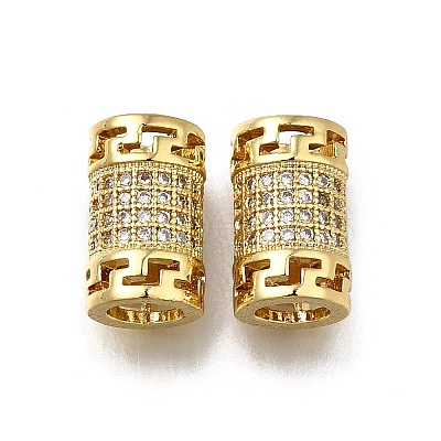 Brass Micro Pave Clear Cubic Zirconia European Beads ZIRC-I070-071G-1