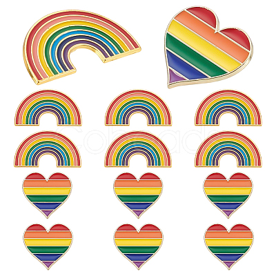 12Pcs 2 Styles Pride Month Enamel Pins JEWB-ME0001-32-1