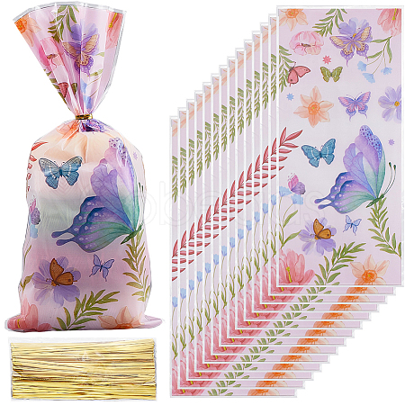 100Pcs Butterfly Printed OPP Cellophane Candy Packaging Bags ABAG-WH20005-40-1