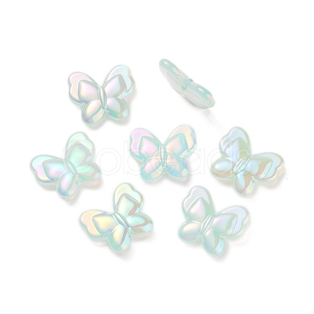 UV Plating Rainbow Iridescent Imitation Jelly Acrylic Beads OACR-K003-012A-1