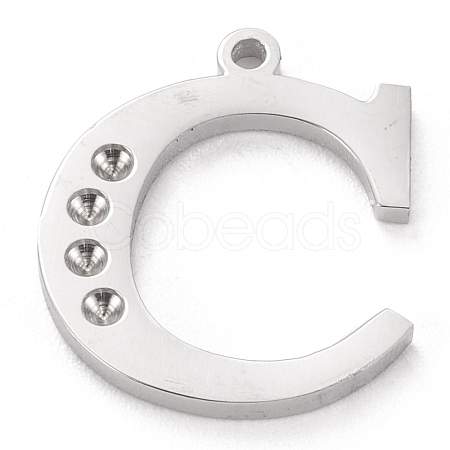 Tarnish Resistant 304 Stainless Steel Letter Pendant Rhinestone Settings STAS-J028-01C-1