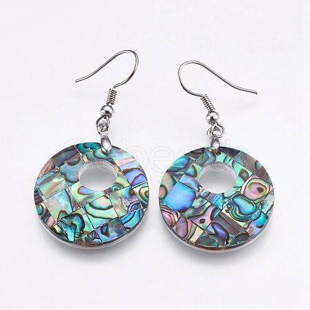 Abalone Shell/Paua Shell Dangle Earrings EJEW-F147-C14-01-1