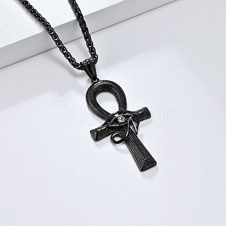 Eye of Horus Ankh Cross 304 Stainless Steel Pendant Wheat Chain Necklaces FS-WGA516E-02-1