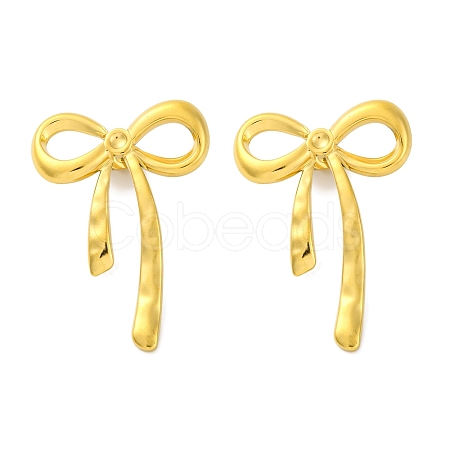 Ion Plating(IP) 304 Stainless Steel Bowknot Stud Earrings EJEW-D281-03G-1