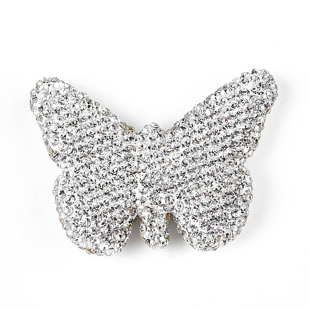 Butterfly Shaped Handmade Polymer Clay Rhinestone Beads CLAY-T023-23C-1