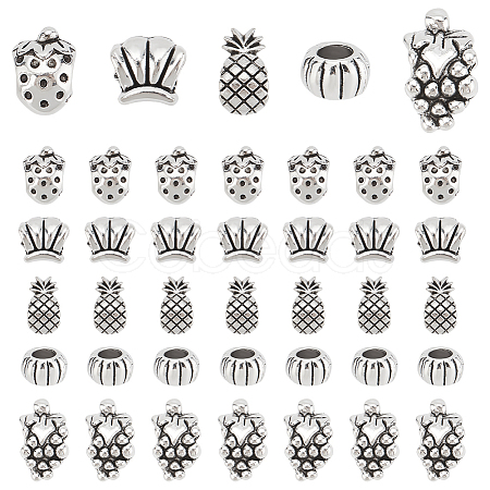 150pcs 5 styles Tibetan Style Zinc Alloy European Large Hole Beads FIND-PH0023-70-1