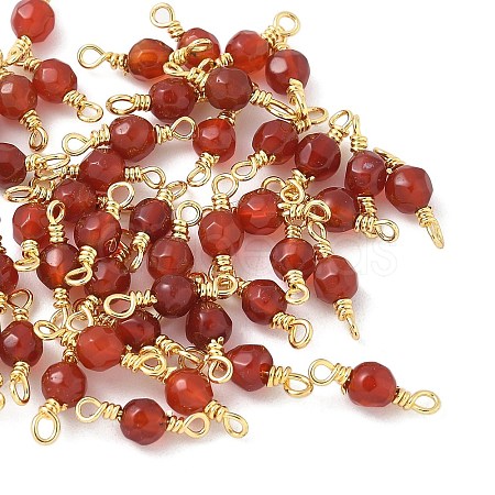 Dyed Natural Agate Faceted Round Connector Charms KK-C097-06G-04-1