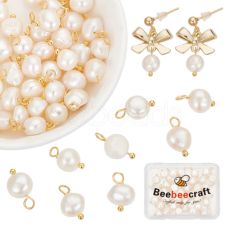 40Pcs Natural Cultured Freshwater Pearl Oval Charms PALLOY-BBC0001-03-1