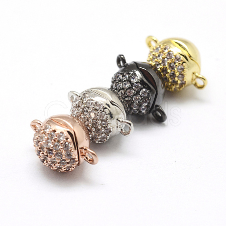 Brass Micro Pave Cubic Zirconia Magnetic Clasps with Loops ZIRC-P071-27-NR-1