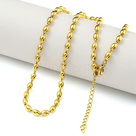 PVD Vacuum Plating 304 Stainless Steel Oval Link Chain Necklaces NJEW-P315-04G-1