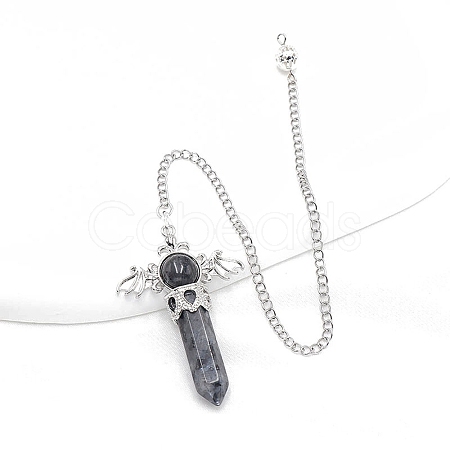 Natural Larvikite Dowsing Pendulum Big Pendants PW-WG53910-10-1