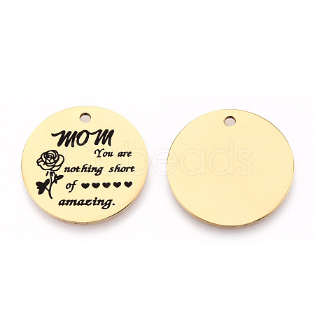 Mother's Day 201 Stainless Steel Pendants LS-STAS-T064-37G-33-1