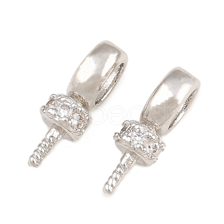 Brass Micro Pave Cubic Zirconia Screw Eye Peg Bails CU-CBA3901-02P-1