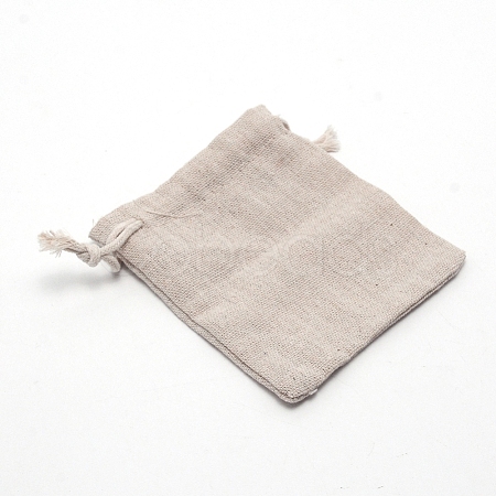 Flax Cloth Blank DIY Craft Drawstring ABAG-WH0005-48B-1