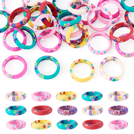 30Pcs Handmade Polymer Clay Finger Rings RJEW-TA0001-11A-1