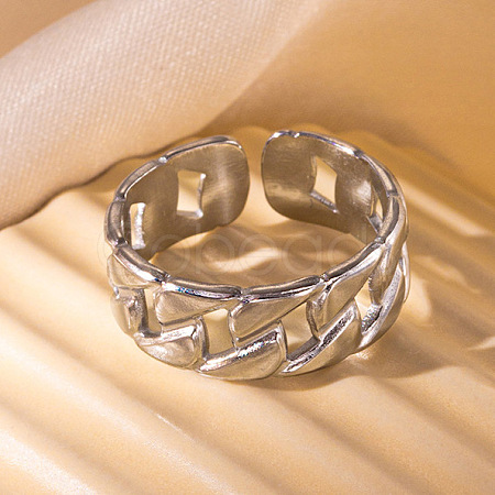201 Stainless Steel Oval Link Chain Cuff Rings FS-WG16057-12-1