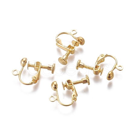 Rack Plated Brass Screw Clip-on Earring Findings LS-KK-P169-04G-1