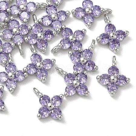 SHEGRACE Brass Cubic Zirconia Charms XGRQ4H668-680P-B-1