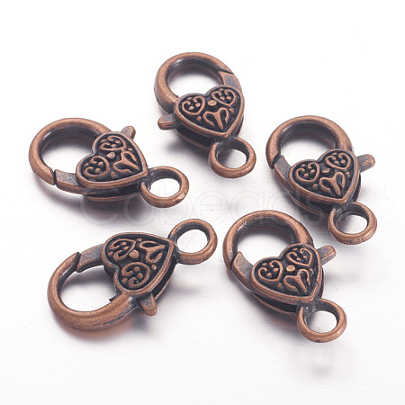 Tibetan Style Heart Lobster Claw Clasps K08Y0061-1