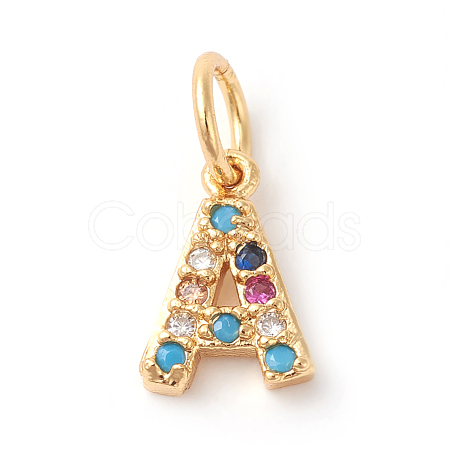Brass Micro Pave Colorful Cubic Zirconia Charms ZIRC-F092-01-A-1