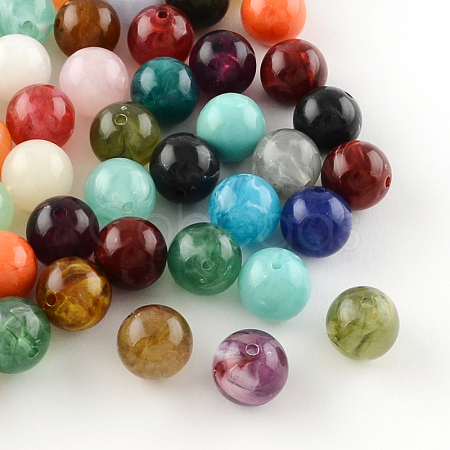 Round Imitation Gemstone Acrylic Beads OACR-R029-6mm-M-1