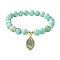 Natural Amazonite Stretch Bracelets, with Horse Eye Charms, Inner Diameter: 2-1/8 inch(5.35cm)