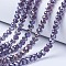 Electroplate Glass Beads Strands, AB Color Plated, Faceted, Rondelle, Indigo, 4x3mm, Hole: 0.4mm, about 113~115pcs/strand, 41~42cm