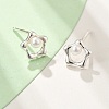 925 Sterling Silver Stud Earrings EJEW-D317-01S-3