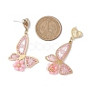 Rose Quartz Dangle Stud Earrings EJEW-MZ00243-3