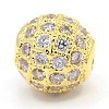 CZ Jewelry Brass Micro Pave Cubic Zirconia Round Beads ZIRC-M024-04G-1