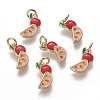 Brass Enamel Charms KK-L185-11G-1