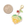 3Pcs 3 Styles Maple Leaf Acrylic & Glass Seed & Natural Carnelian Beads Pendant Decorations HJEW-MZ00347-5