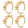 4Pcs 304 Stainless Steel Flower Open Cuff Ring Findings STAS-ME0003-07-1
