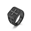 Square with Cross Pattern 304 Stainless Steel Finger Rings for Men FS-WGAC6B1-12-2