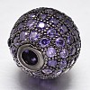 CZ Brass Micro Pave Cubic Zirconia Round Beads ZIRC-L017-12mm-14B-2