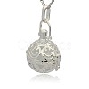 Silver Color Plated Brass Hollow Round Cage Pendants KK-J216-12S-2