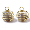 Iron Wrap-around Spiral Bead Cage Pendants IFIN-R239-08G-2