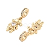 Brass Pave Clear Cubic Zirconia European Dangle Charms KK-U009-08B-G-2