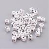 White Letter L Acrylic Cube Beads X-PL37C9308-L-1