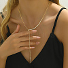 Brass Micro Pave Clear Cubic Zirconia Y-shaped Necklaces for Women DA0945-2