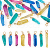 20Pcs Copper Wire Wrapped Natural Dyed Quartz Pendants PALLOY-TAC0247-1