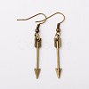 Tibetan Style Alloy Arrow Earrings EJEW-JE01117-1