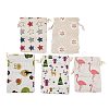 10Pcs 5 Styles Printed Polycotton(Polyester Cotton) Packing Pouches Drawstring Bags ABAG-YW0001-04-1