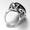 Adjustable Oval Brass Natural Dyed & Heated Black Agate Wide Band Rings RJEW-L062-03O-3