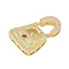 Brass Micro Pave Clear Cubic Zirconia Pendant Cabochon Settings KK-U026-06G-2