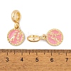 Rack Plating Alloy Pink Enamel European Dangle Charms FIND-C055-15G-3